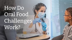 Image of a doctor and a child talking about oral food challenges