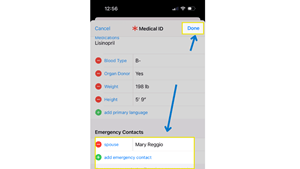 Screenshot for setting up emergency contact in iPhones