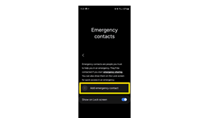 Screenshot for setting up emergency contact in Android phones