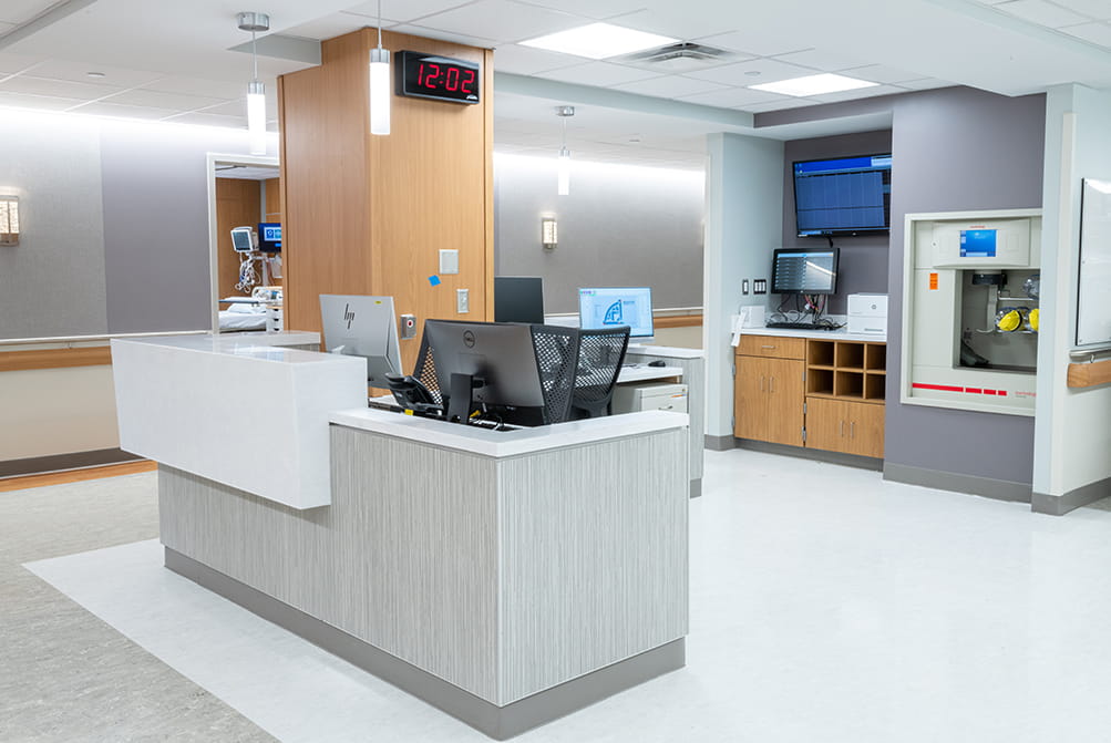 Nurses' station in Labor and Delivery Unit at Rochester General Hospital