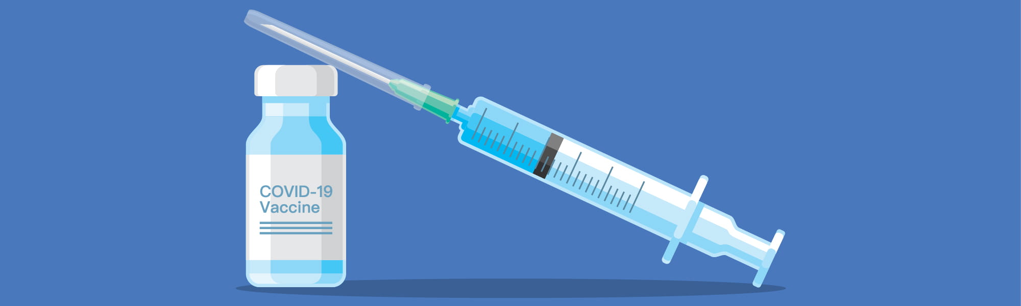 covid vaccine bottle and needle